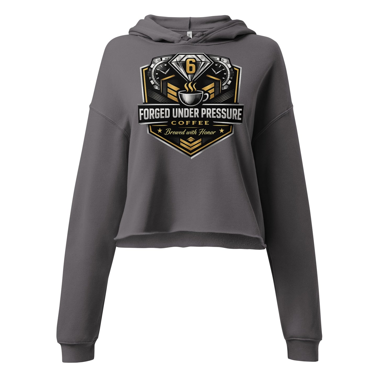 Crop Hoodie - Forged Under Pressure Coffee