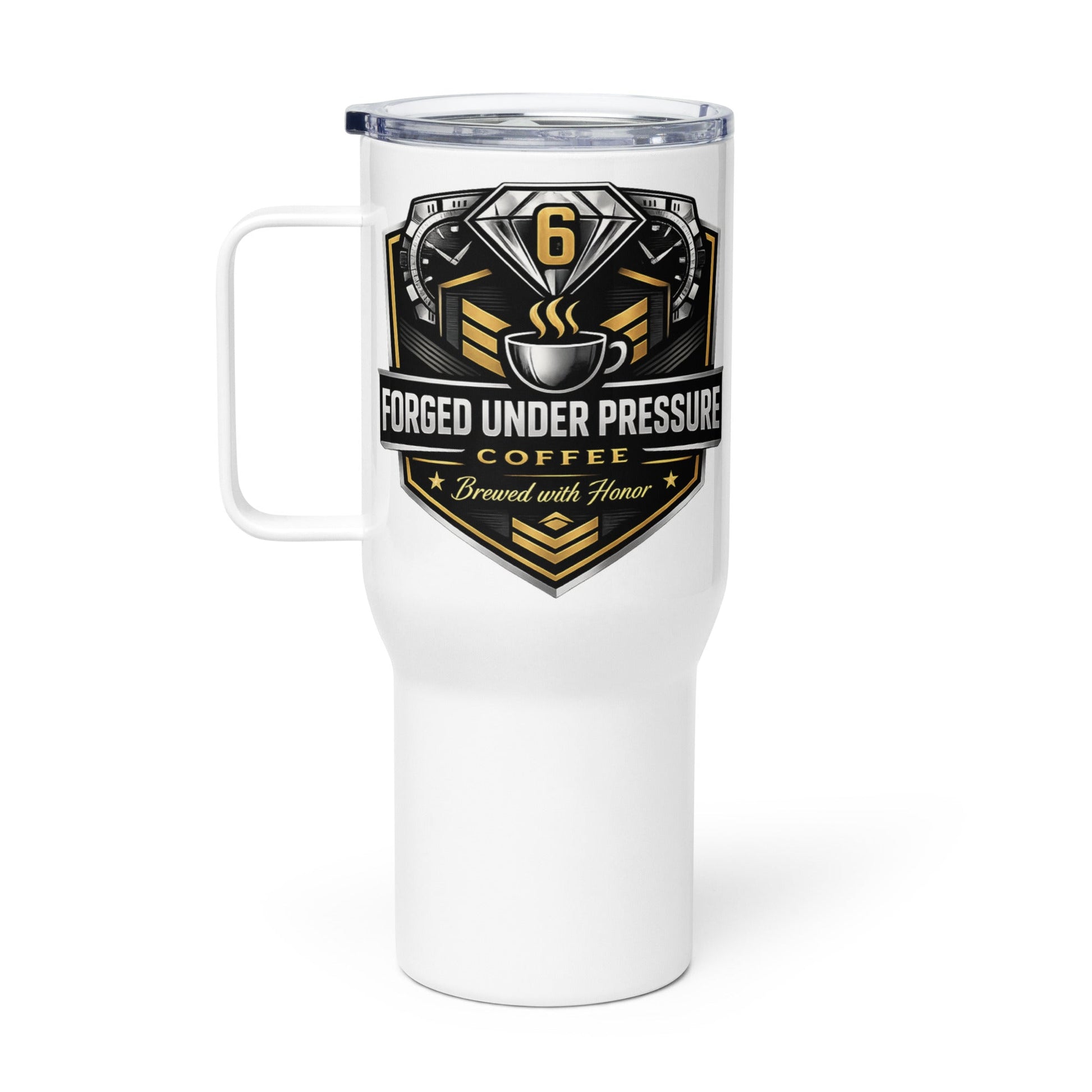 Travel Mug with a Handle - Forged Under Pressure Coffee