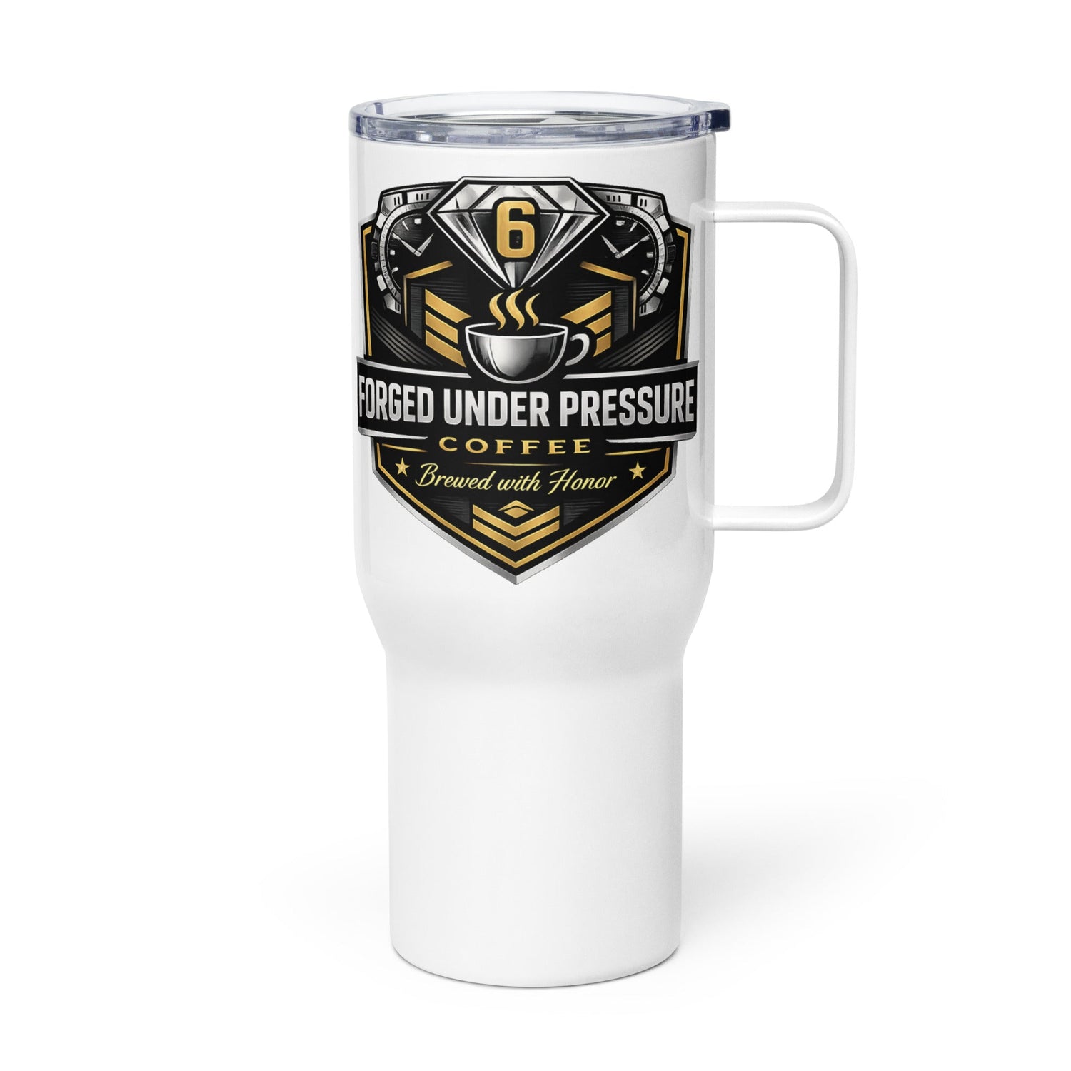 Travel Mug with a Handle - Forged Under Pressure Coffee