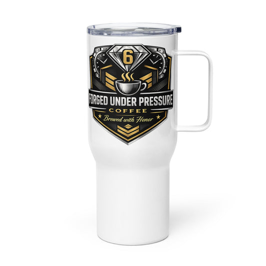 Travel Mug with a Handle - Forged Under Pressure Coffee