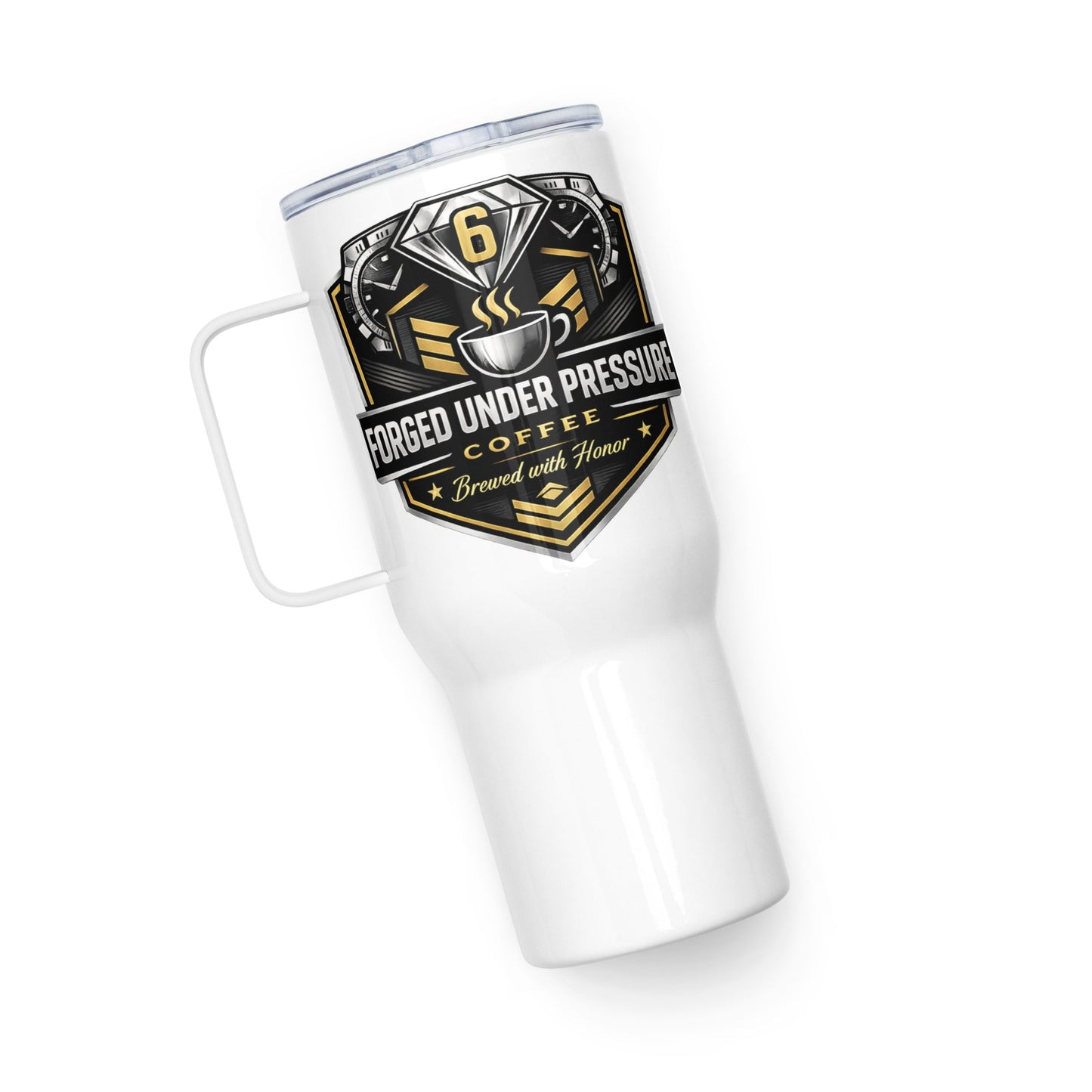 Travel Mug with a Handle - Forged Under Pressure Coffee