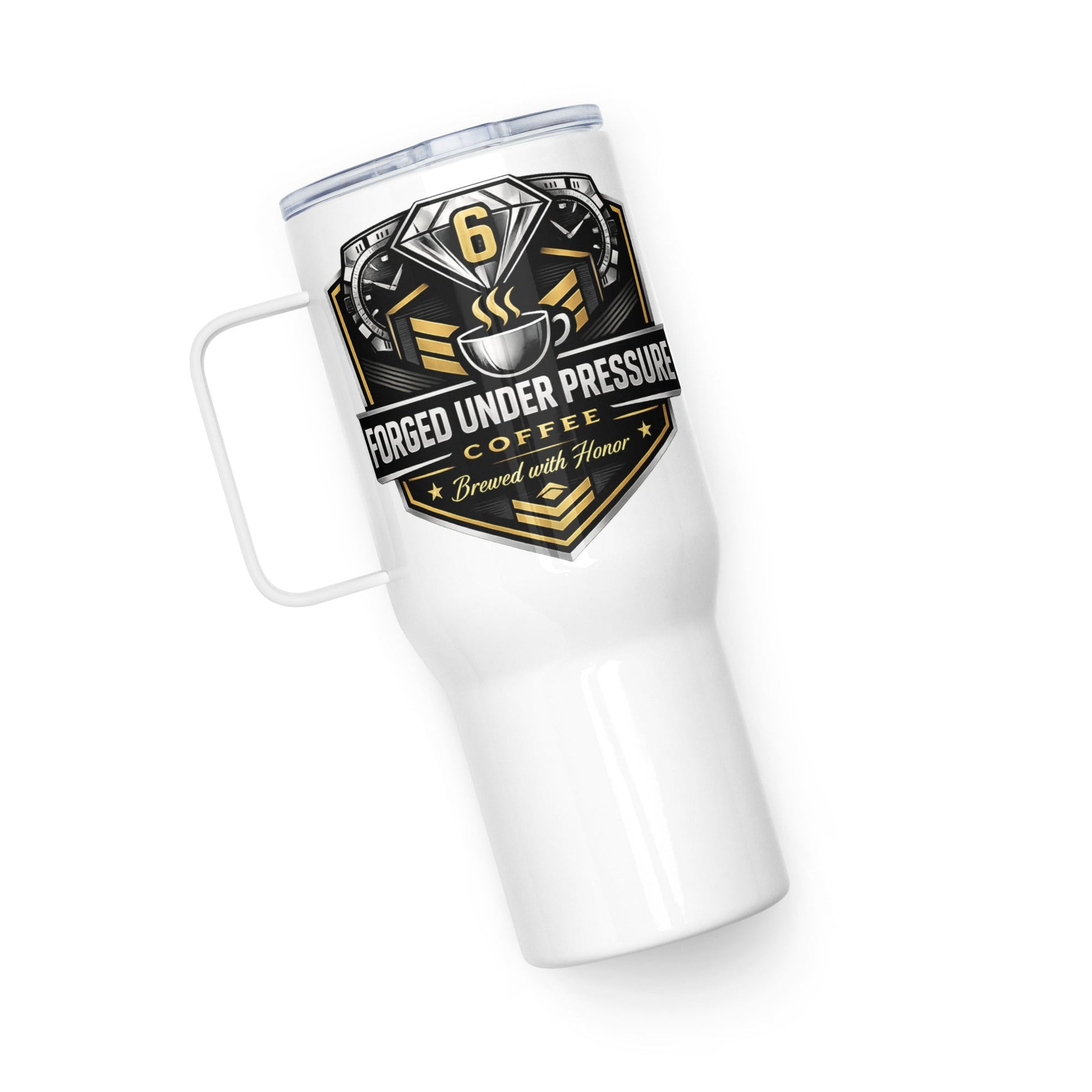 Travel Mug with a Handle - Forged Under Pressure Coffee