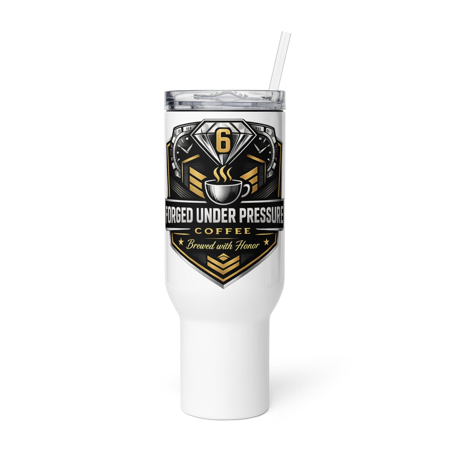 Travel Mug with a Handle - Forged Under Pressure Coffee