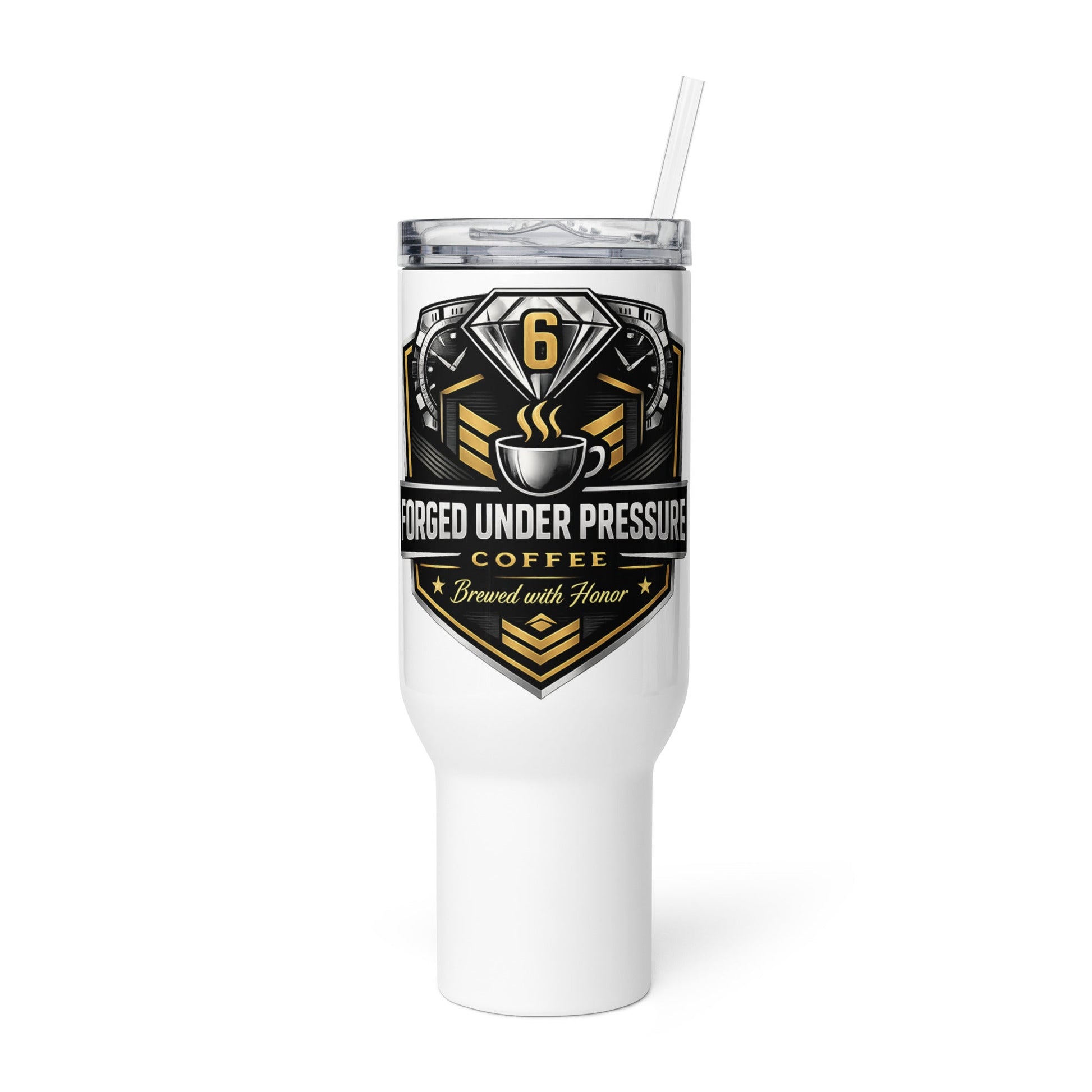 Travel Mug with a Handle - Forged Under Pressure Coffee