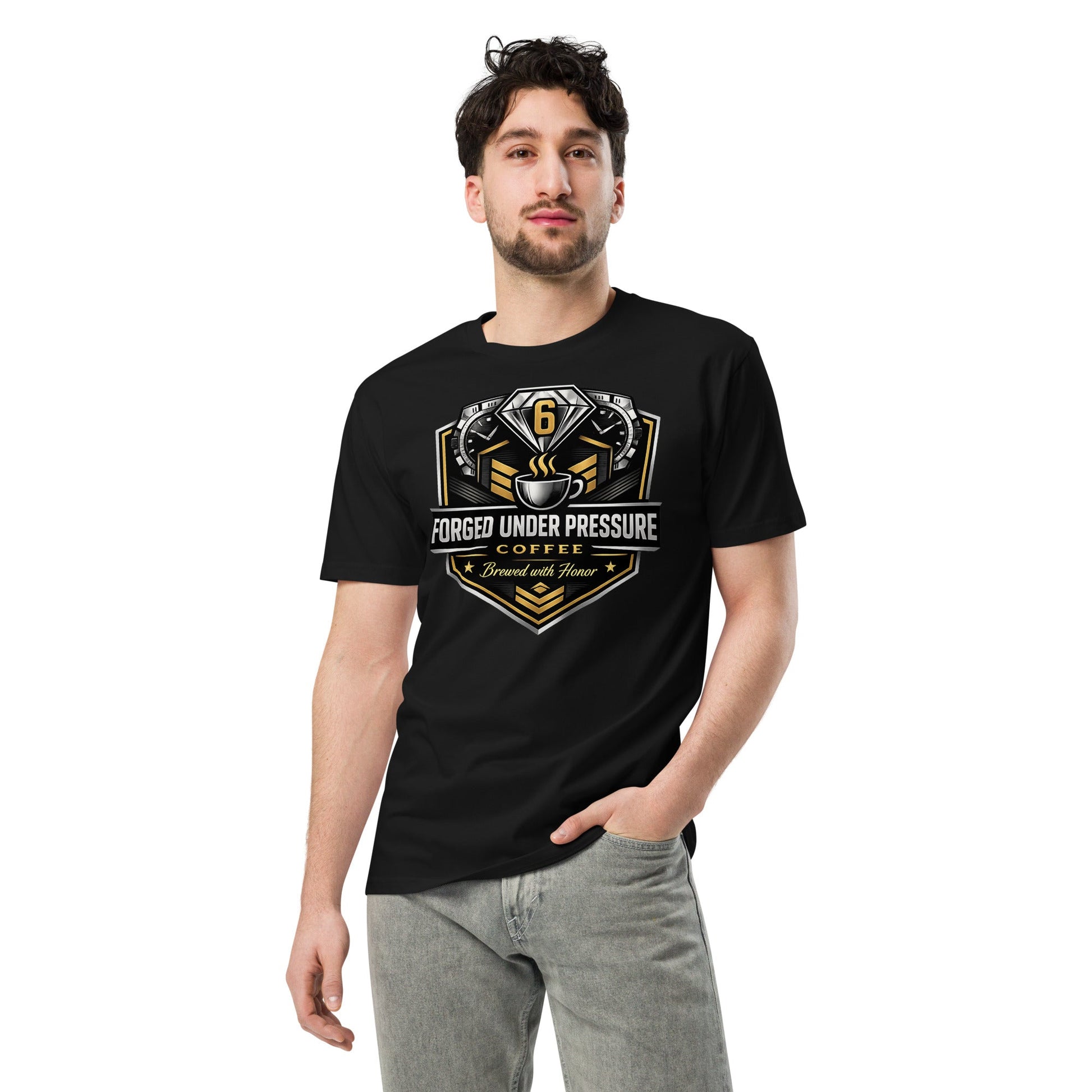 Unisex Premium T-Shirt - Forged Under Pressure Coffee