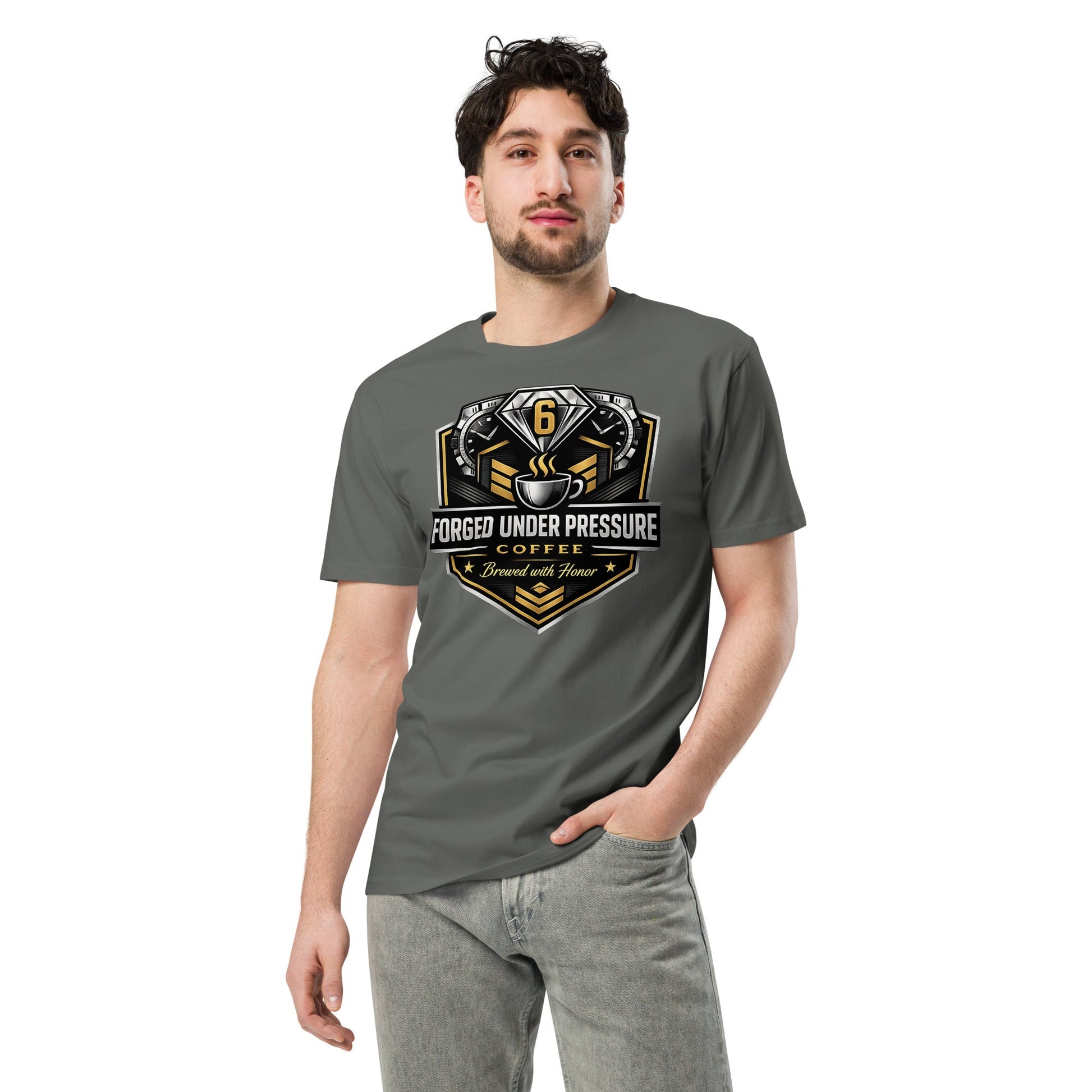 Unisex Premium T-Shirt - Forged Under Pressure Coffee