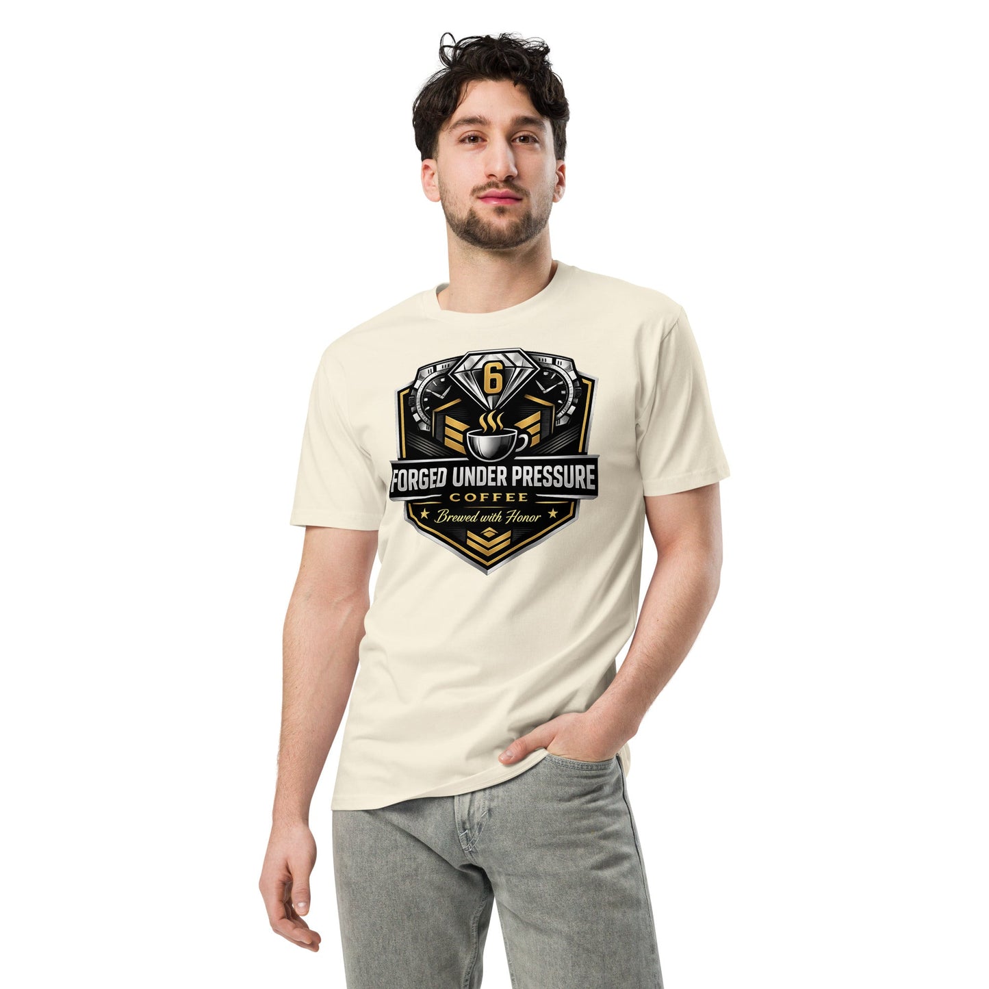 Unisex Premium T-Shirt - Forged Under Pressure Coffee