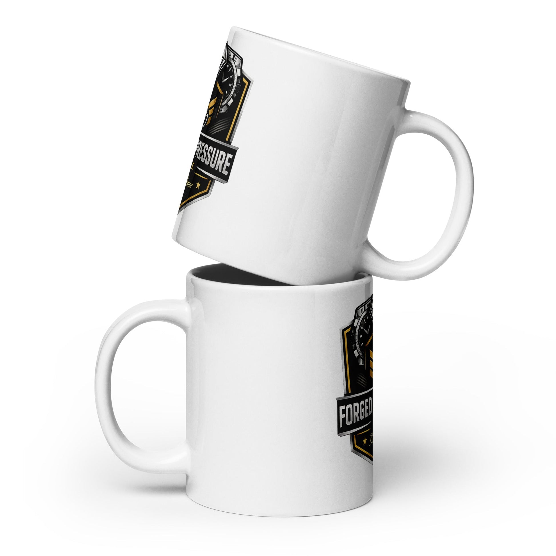 White Glossy Mug - Forged Under Pressure Coffee