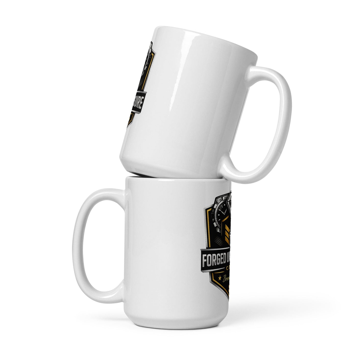 White Glossy Mug - Forged Under Pressure Coffee